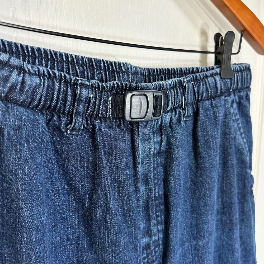 Lands' End Women Blue Denim Elastic Waist Belted Pants 20H Plus Medium Wash - Picture 2 of 10